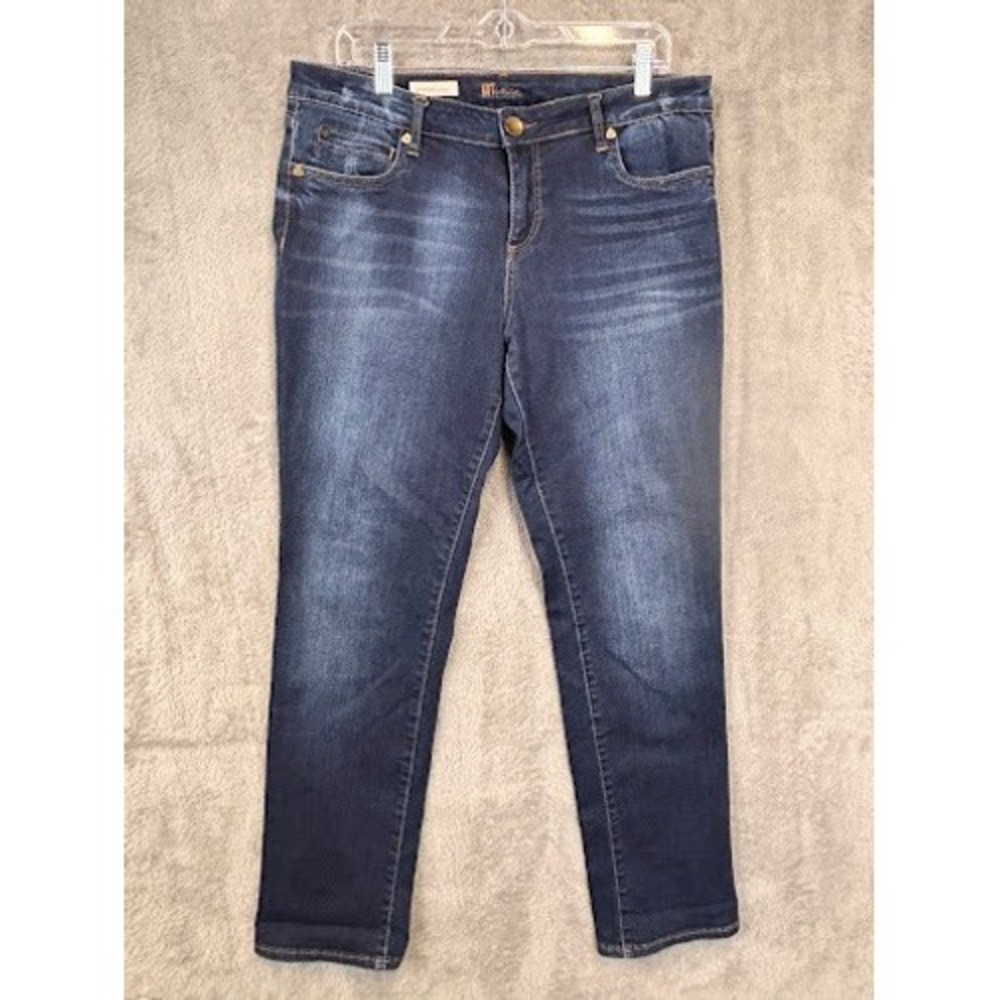KUT from the Kloth Catherine Boyfriend Jeans Dark Wash Distressed‎ Size 12
